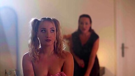 Big Tits Milf Domme Aubrey Black Teaches Blonde Teen A Lesson Hardcore Lesbian Sex