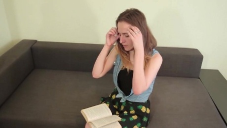 Ingrid Stops Reading to Strip, so she can Finger Her Pussy